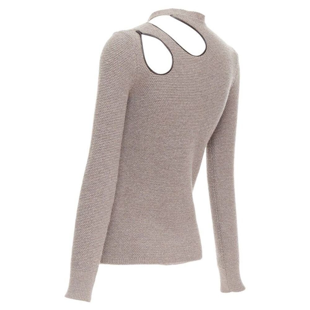 Tom Ford Taupe Wool Leather Sweater - Picture 6 of 9